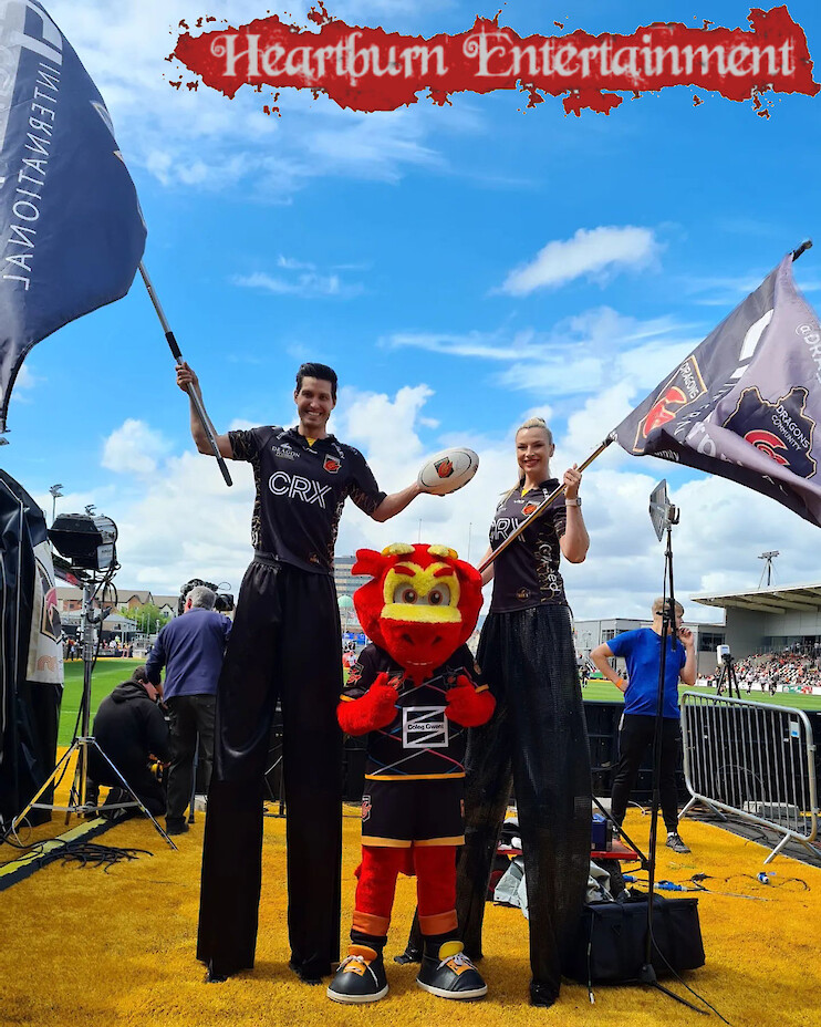 rugby stilt walkers